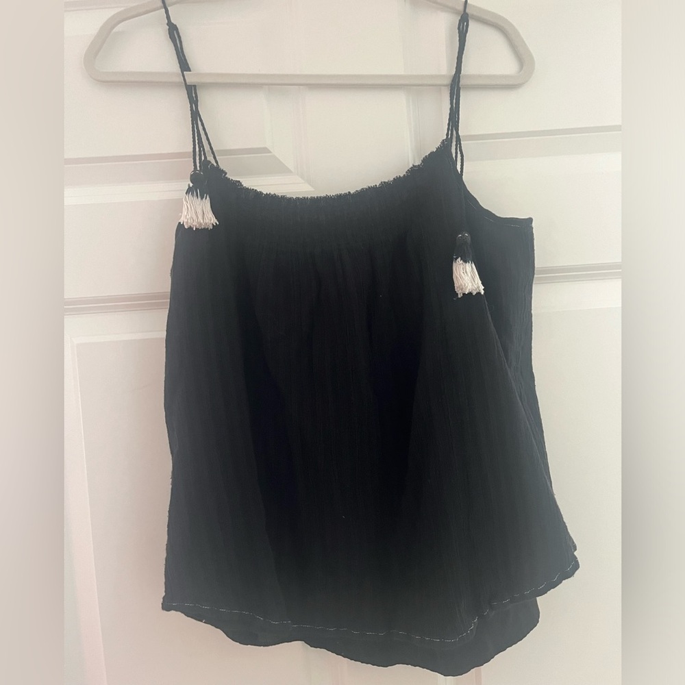 Joie Cotton Black Tassel Tank Top